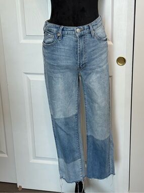 Dear John Frankie Straight Raw Hem Super High Waist Blue Denim Jeans Women's 26